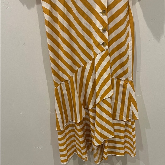 Topshop Asymmetrical mustard yellow and White Striped Dress - Picture 4 of 5
